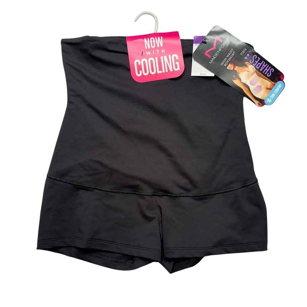 Maidenform Womens High Waist Boyshort 2XL Black Shapewear Firm Comfort Cool